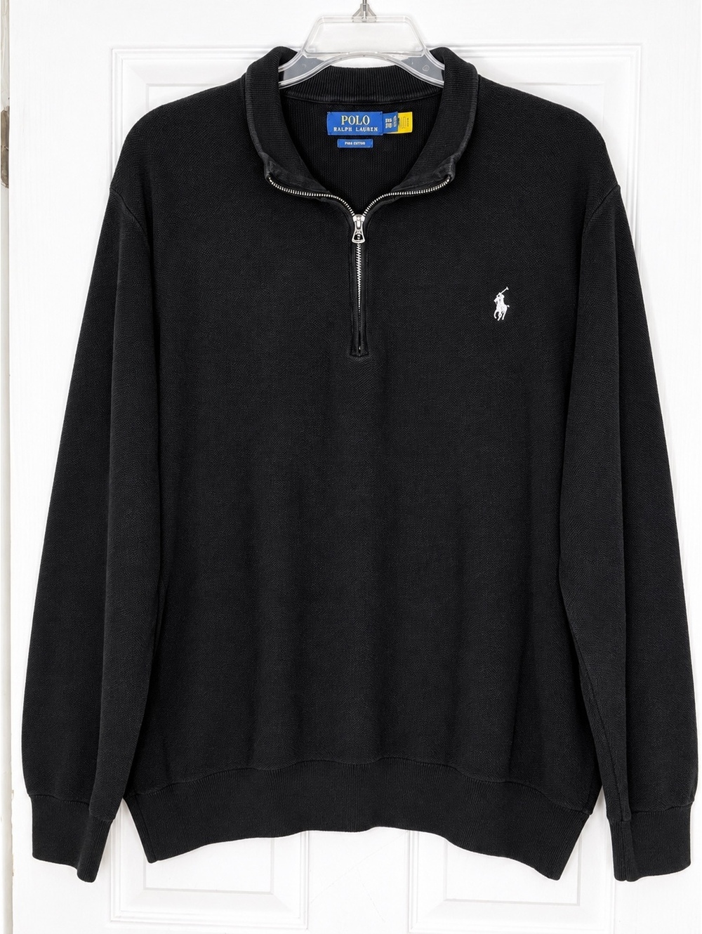 Polo Ralph Lauren Mens 3XB Pima Cotton Quarter Zip Pullover Sweater Black